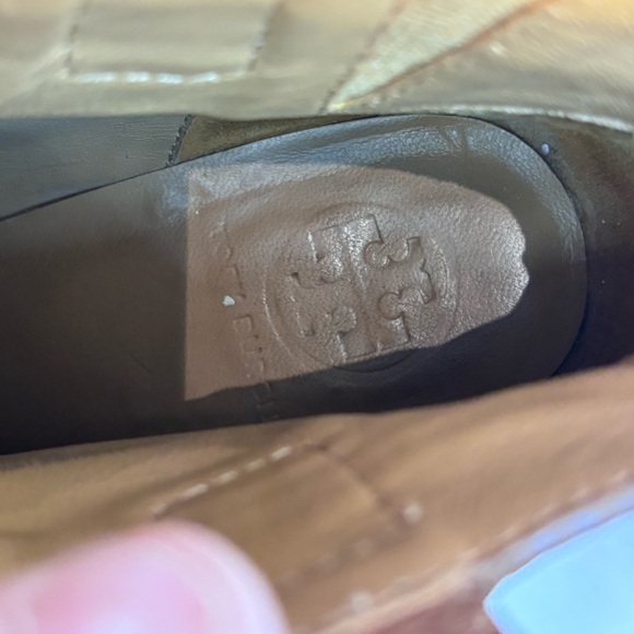 TORY BURCH Sz 6.5 Leather High Wooden Heel Bootie Clogs Distressed Rivets Studs - Picture 11 of 12
